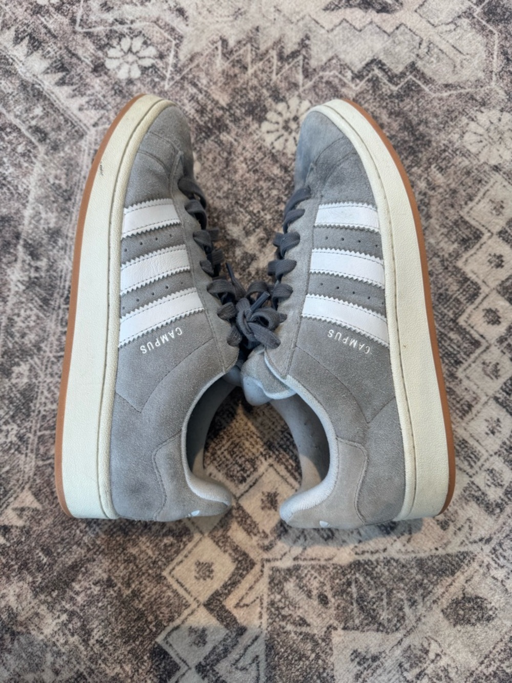 adidas Campus Suede Sneakers in Grey with White Stripes